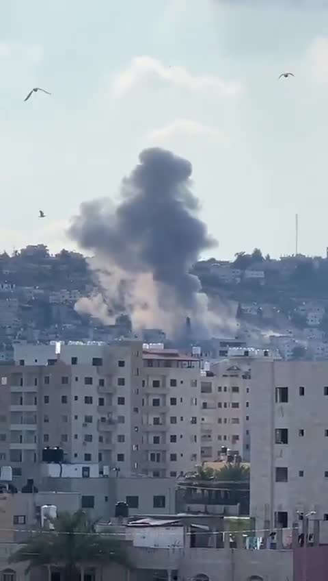 A large explosion in Jenin camp in the northern West Bank, coinciding with the ongoing aggression