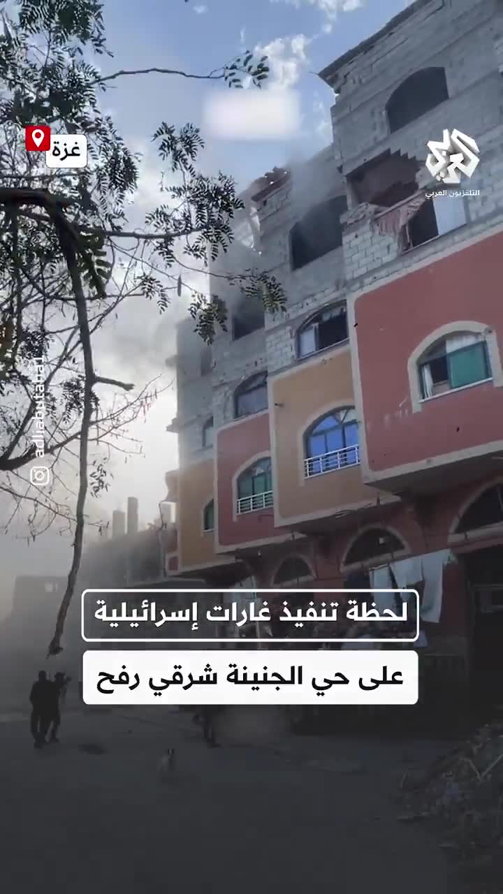 Israeli airstrikes hit the Al-Janina neighborhood, east of Rafah.