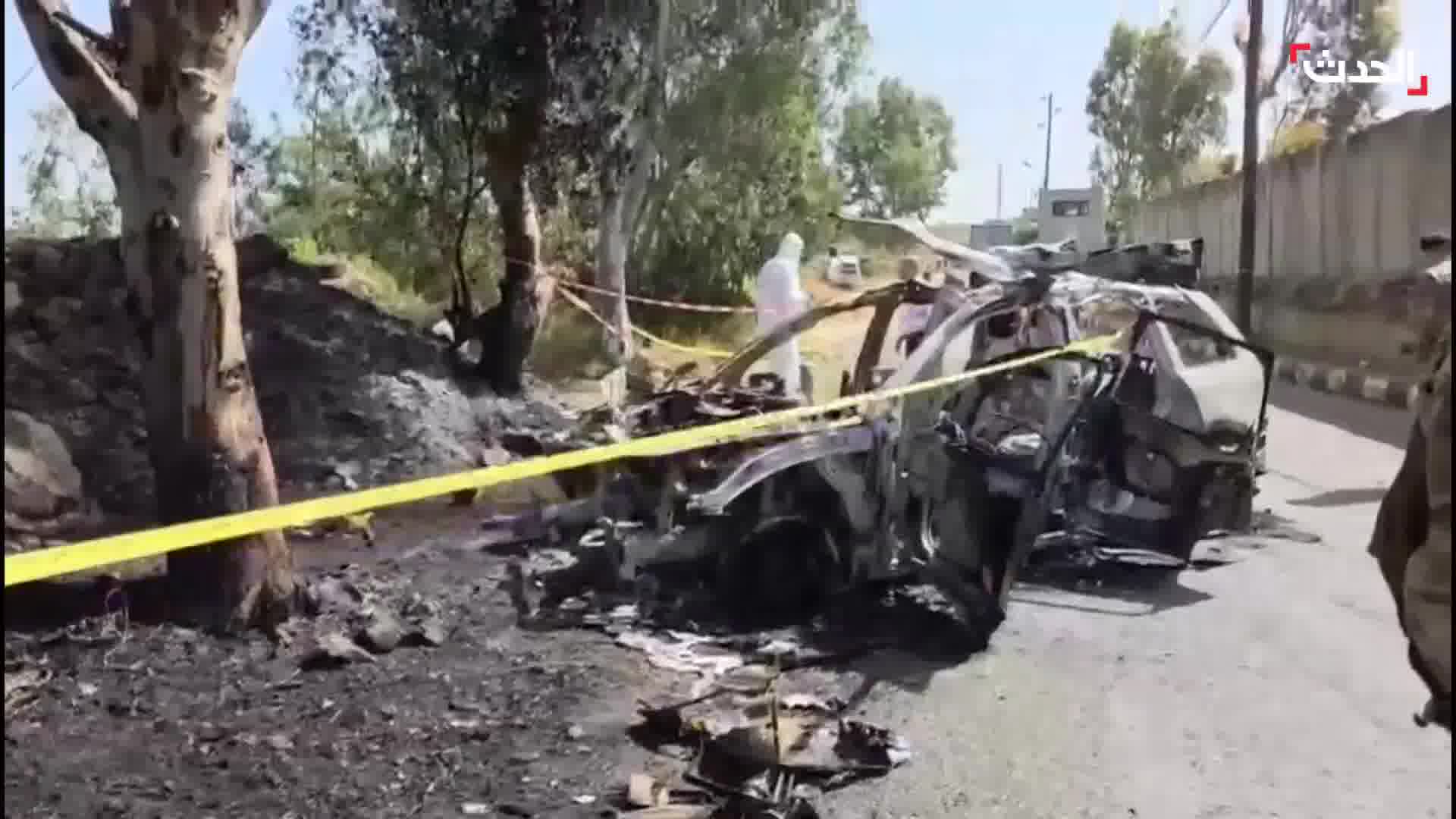 Resulting in the death of one person. Footage from Al-Hadath from the site of the Israeli raid that targeted a car in the village of Bawarta on the Damour road in Lebanon 