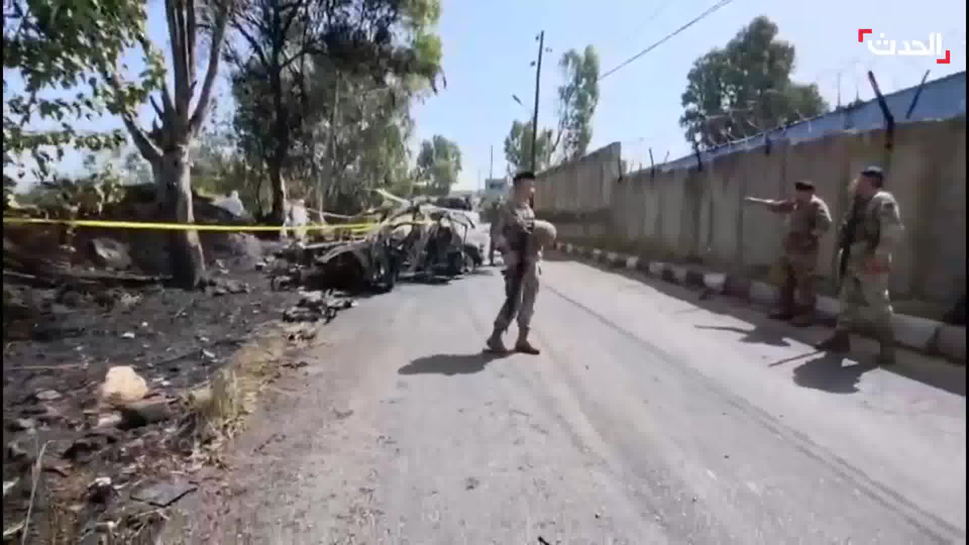 Resulting in the death of one person. Footage from Al-Hadath from the site of the Israeli raid that targeted a car in the village of Bawarta on the Damour road in Lebanon 