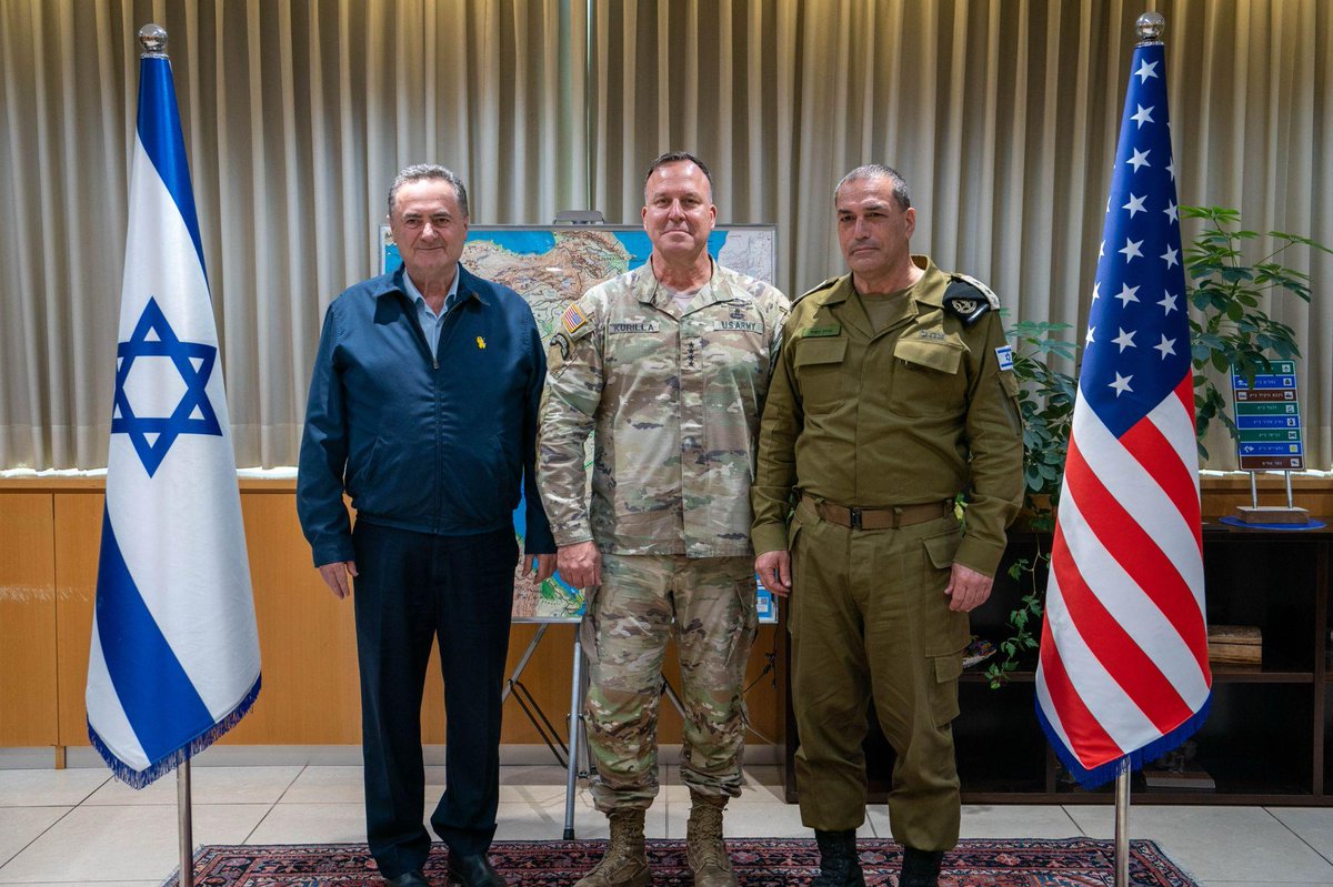 Defense Minister Israel Katz and Israeli army Chief of Staff Lt. Gen. Eyal Zamir met this morning with United States CENTCOM chief Gen. Michael Kurilla. Katz's office says that the meeting focused on several security and regional issues.