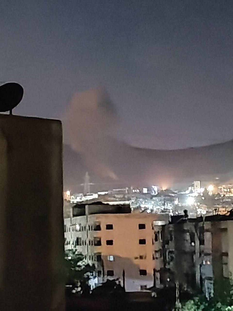 Israeli warplanes are now carrying out a series of airstrikes in the vicinity of Duma, Tal Barzeh, and the aircraft are still flying over us.