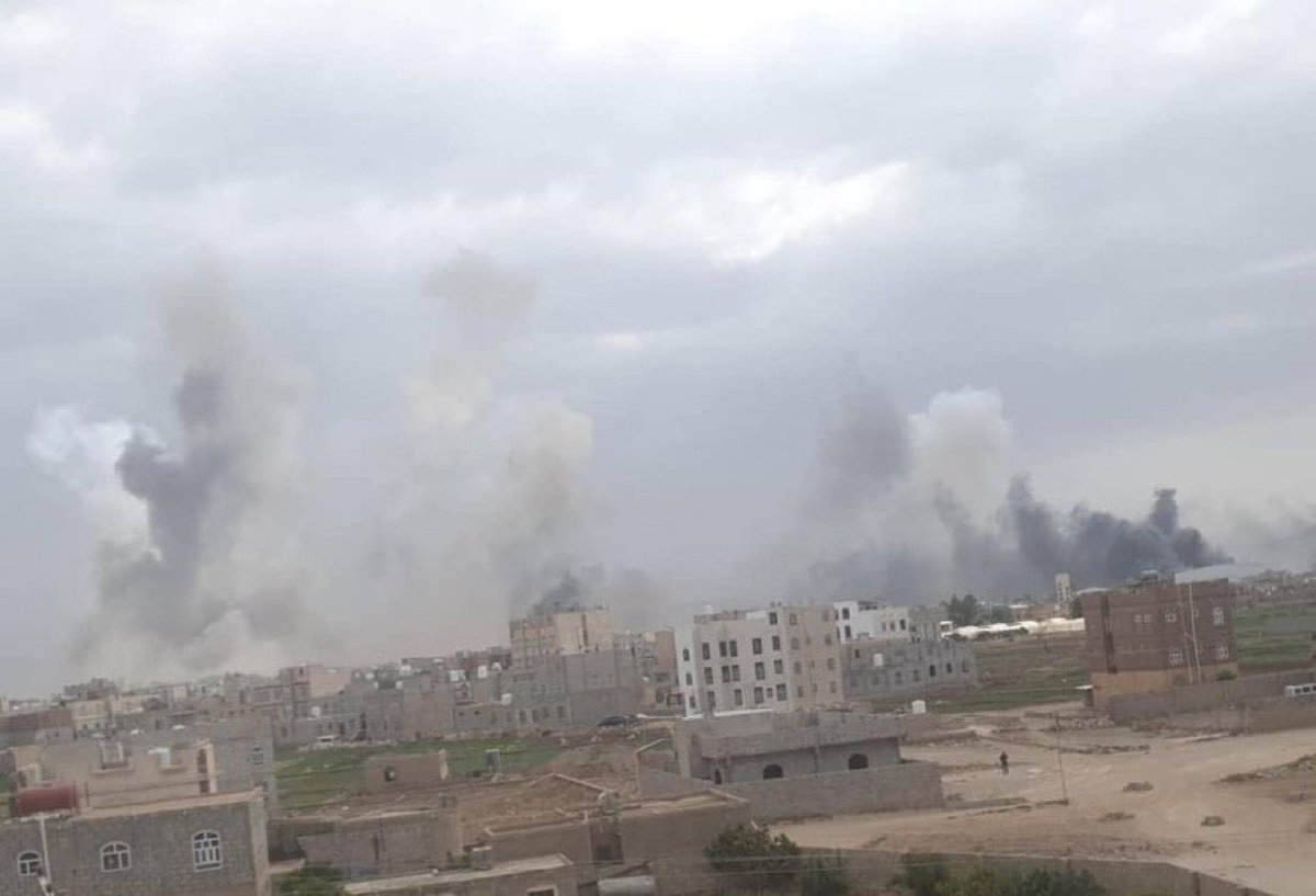 The sites targeted by the Israeli raids in the capital, Sana'a, and its suburbs: Sana'a International Airport, Dhahban Power Station, Haiz Power Station, Asr Power Distribution Station, weapons depots in Faj Attan, and Amran Cement Factory.
