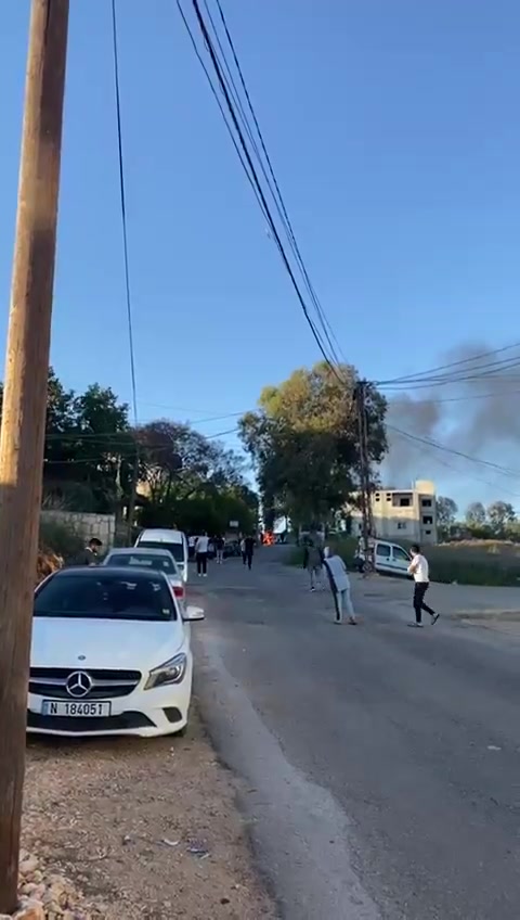 A car targeted by an Israeli airstrike in Kafrreman, Nabatieh