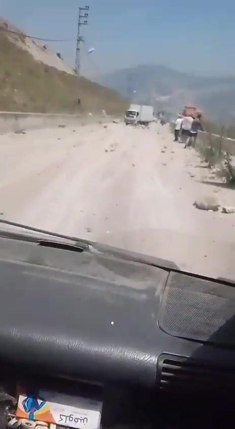 Nabatieh-Marjeyoun road following the raids that targeted the hills of Kafrreman, Kafr Tibnit, and Nabatieh al-Fawqa