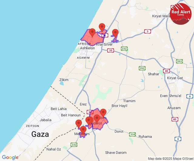 Several red alerts now to the north of the Gaza Strip, following the launch of rockets by Hamas