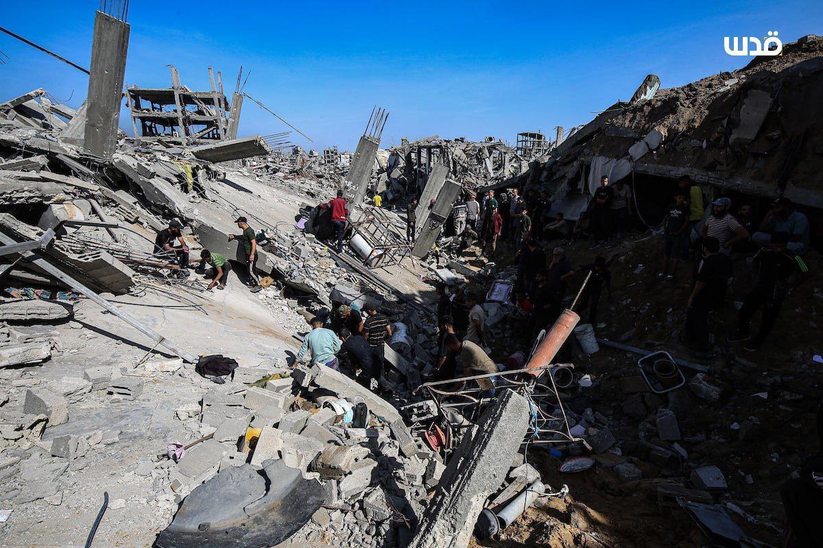 A house razed to the ground after an airstrike on a house in Jabalia camp, north of the Gaza Strip.