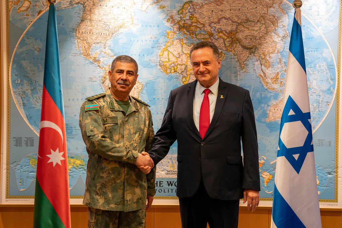 Israeli Defense Minister Israel Katz met with his Azerbaijani counterpart, Colonel General Hasanov Zakir Asgar Oglu, who is currently visiting in Israel, in the Kirya in Tel Aviv
