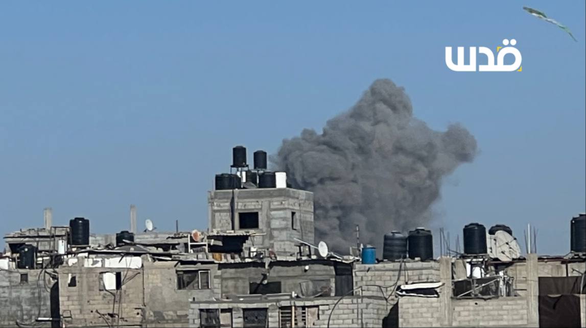 Israeli aircraft launch an airstrike on Khan Yunis, south of the Gaza Strip.