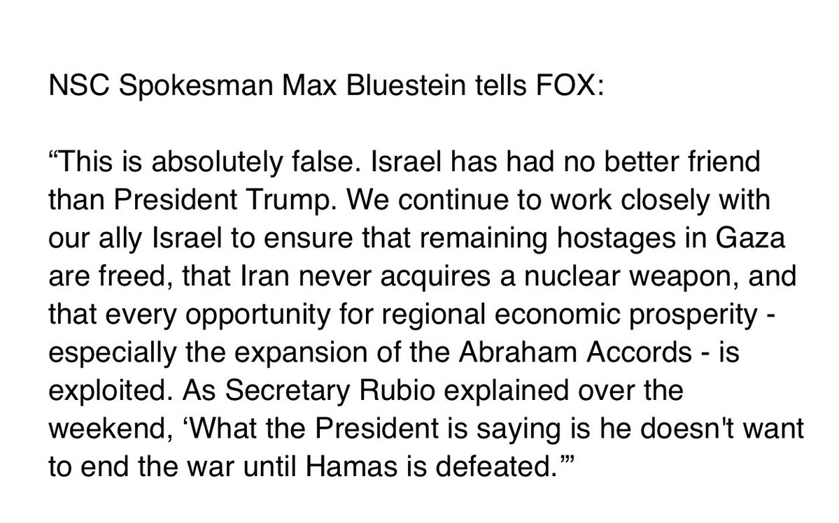 WH says report that President Trump is frustrated by Gaza war, wants Netanyahu to wrap it up is “absolutely false”