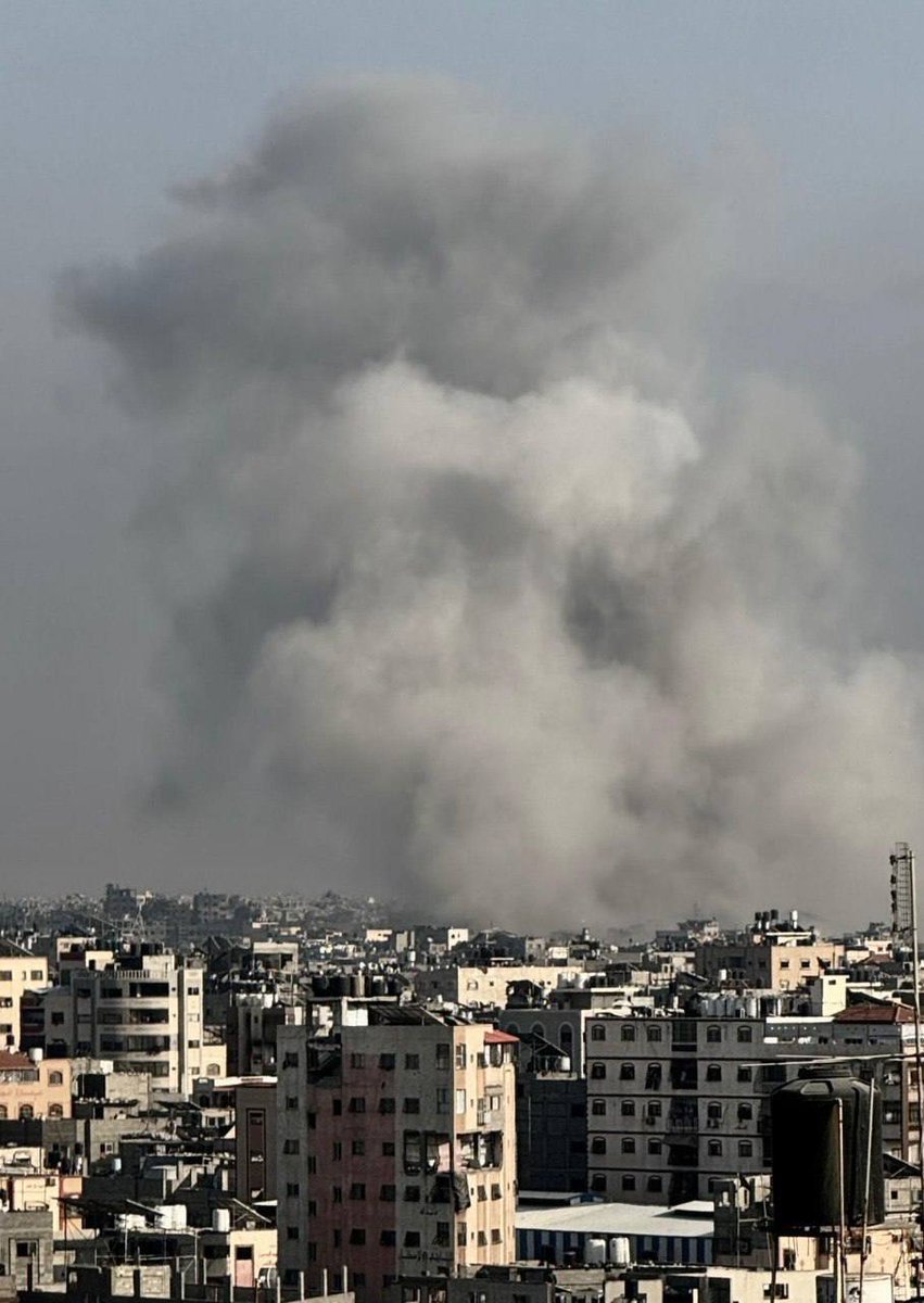 Israeli army aircraft launch a heavy airstrike on Al-Shujaiya neighborhood, eastern Gaza City