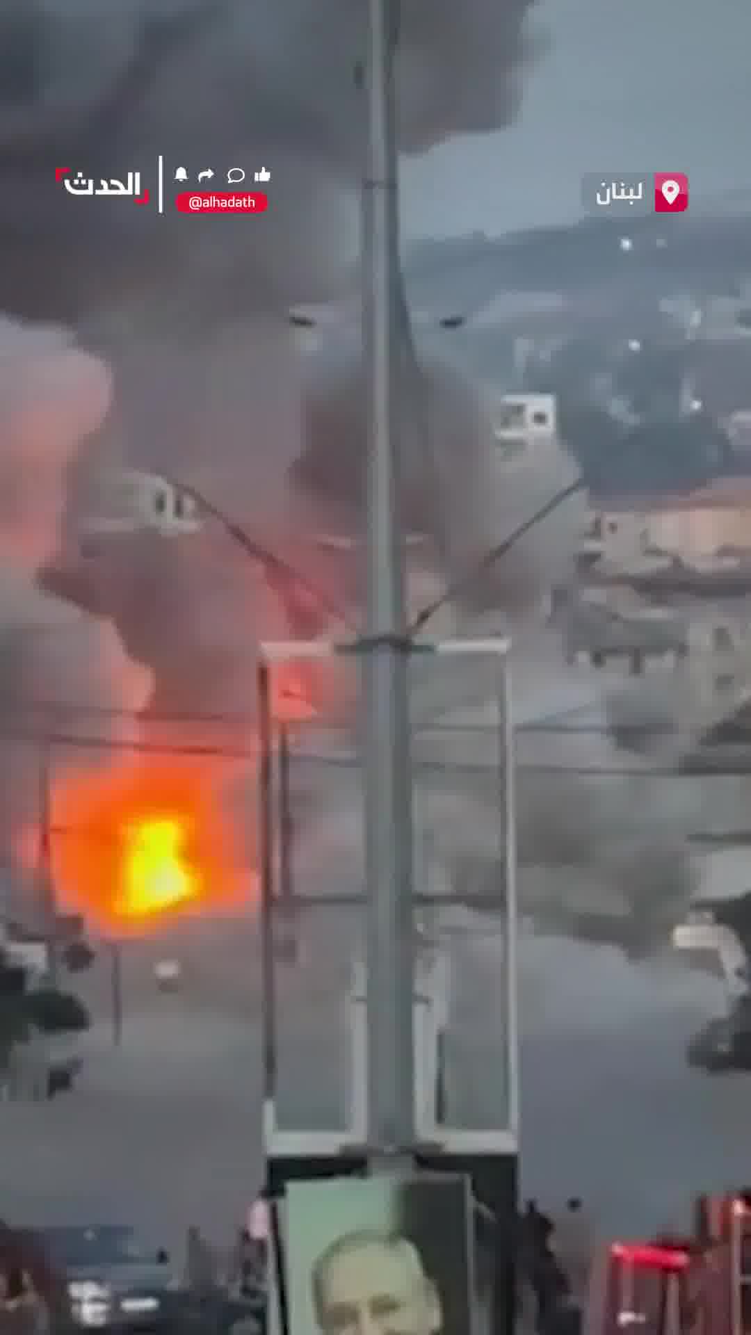 Footage documenting the moment of a violent Israeli airstrike targeting a building that had been warned in advance in the town of Toul, southern Lebanon.