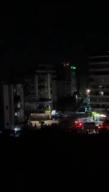 The moment an airstrike hit a building in the southern suburbs of Beirut, Lebanon.