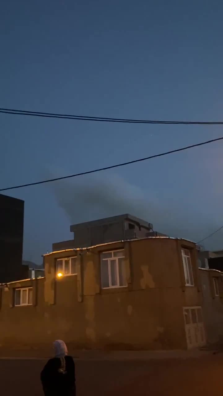 Smoke is rising from targeted sites in Piranshahr city