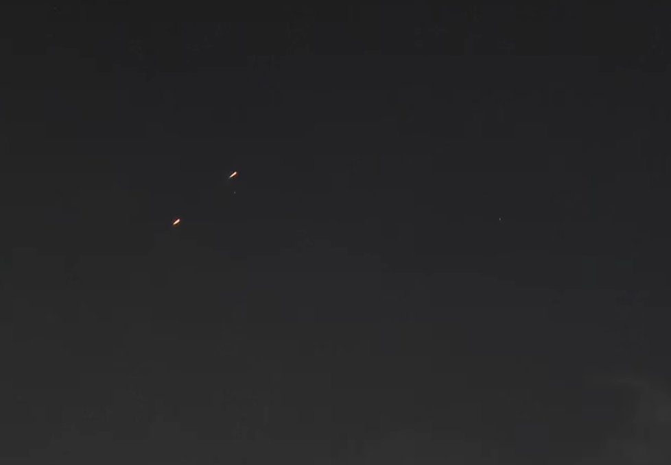 Israeli anti ballistic interceptors seen launching over Tel Aviv