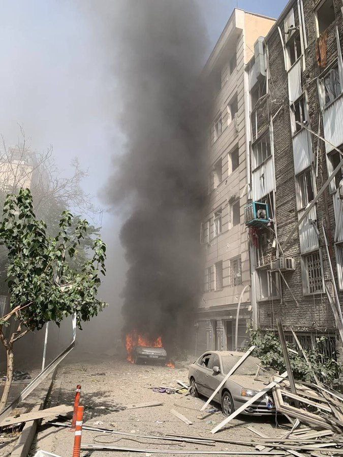 A photo from the vicinity of Vali Asr Square in Tehran, which was subjected to violent and extensive Israeli raids a short while ago.