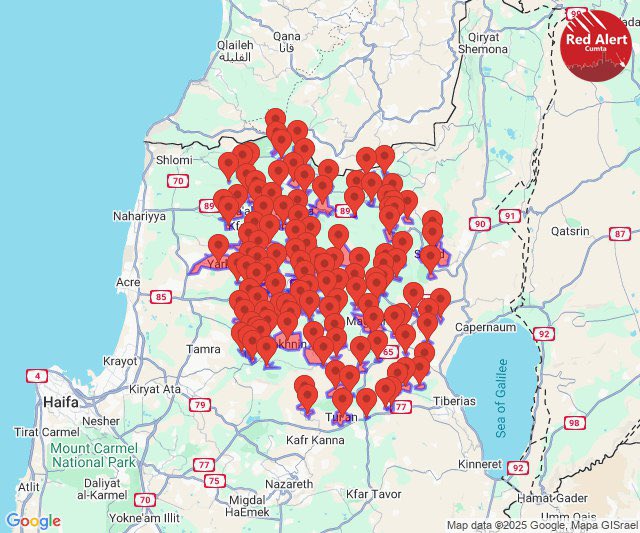 Red alerts now sounding across in Northern Israel