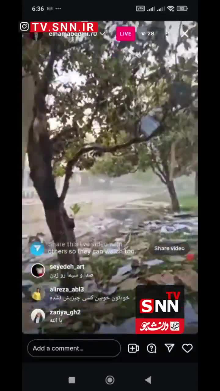 An Instagram live video by state TV presenter Elham Abedini shows the extent of damage caused by the Israeli airstrikes