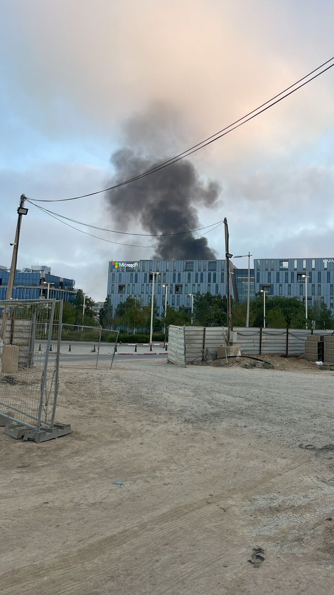 Smoke seen rising from an apparent impact site in or near Beersheba in Southern Israel