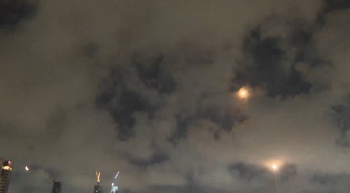 Interceptors being launched over Tel Aviv