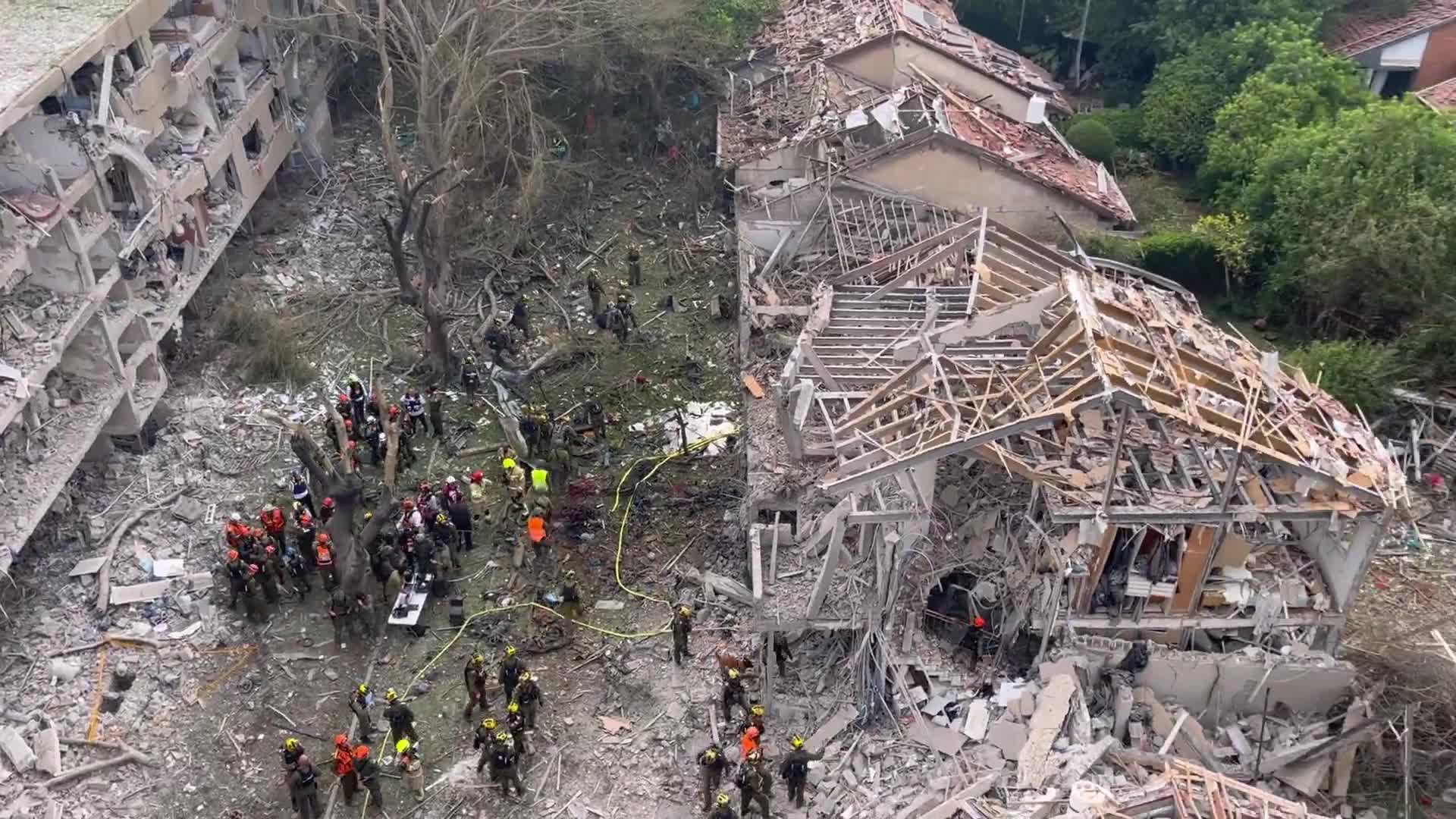 The extent of the destruction from the scene of a direct hit in Tel Aviv
