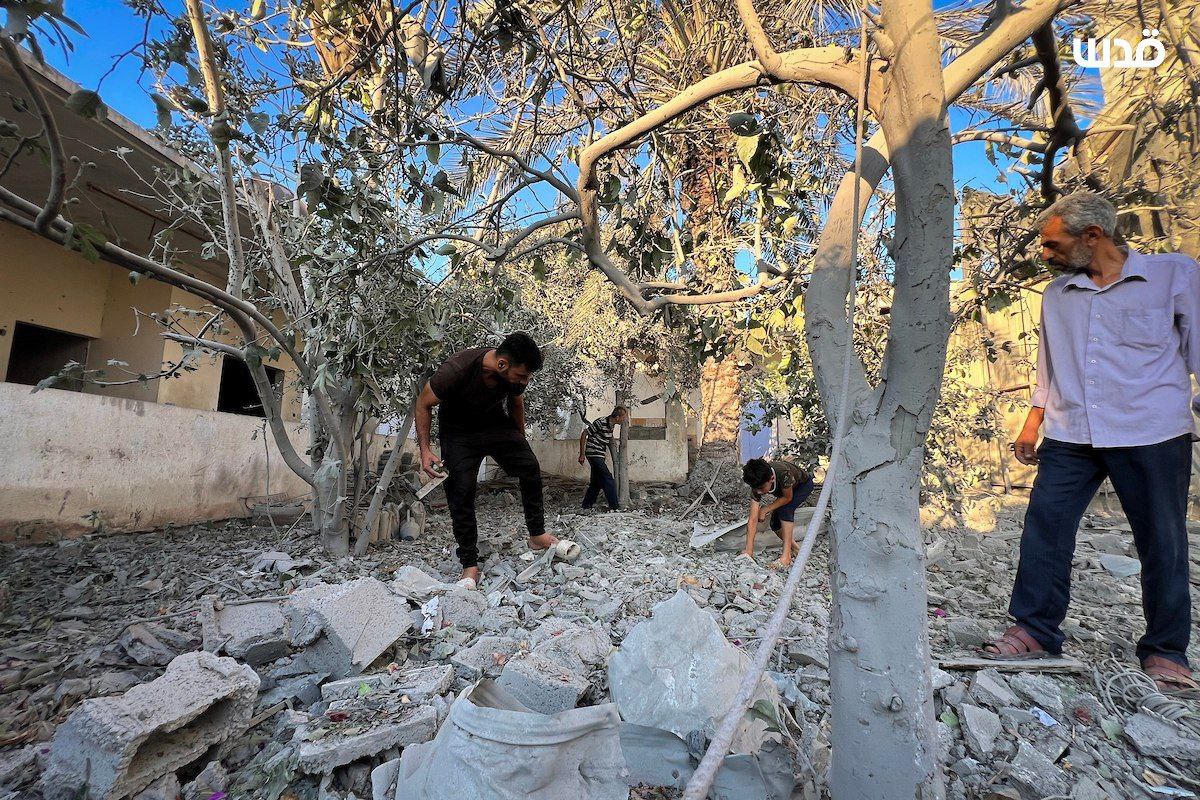 The aftermath of an airstrike that targeted several homes in the Nuseirat refugee camp in the central Gaza Strip.
