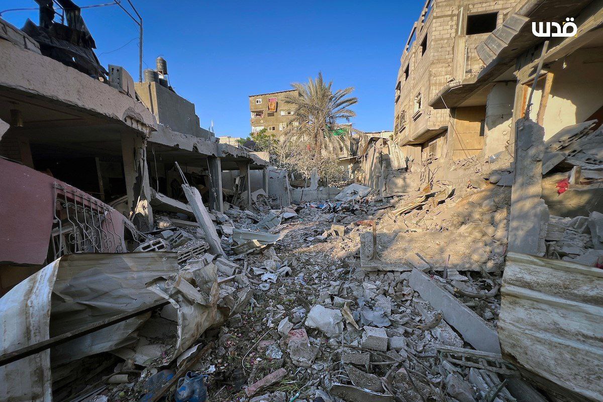 The aftermath of an airstrike that targeted several homes in the Nuseirat refugee camp in the central Gaza Strip.