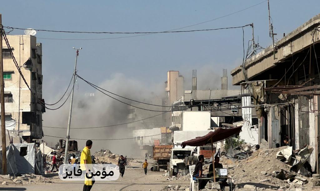 Airstrikes hit the Shuja'iyya neighborhood east of Gaza City.