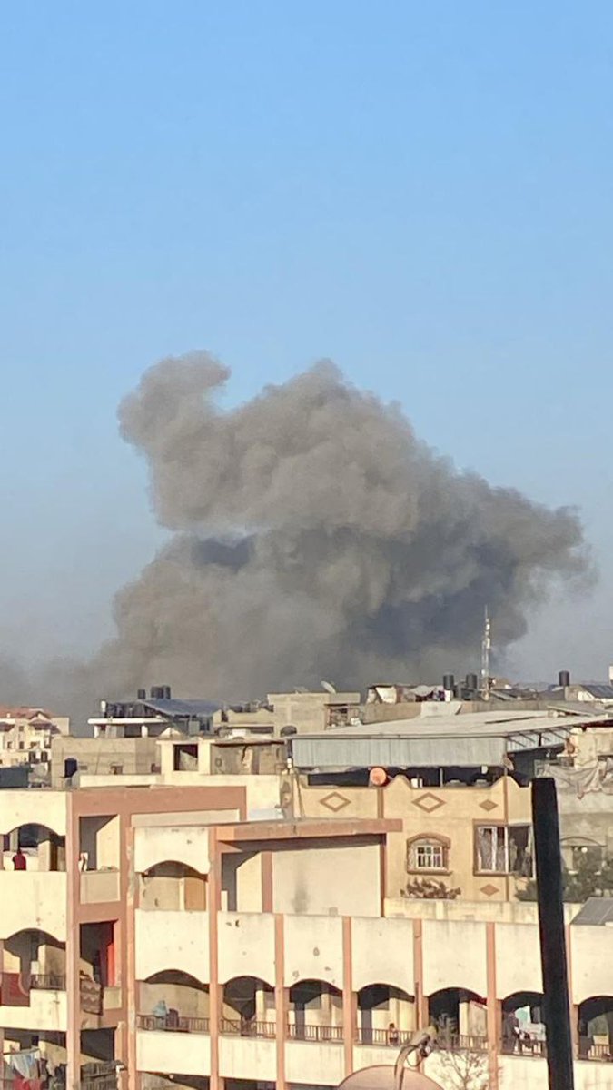 Pictures of smoke rising from Israeli airstrikes on Jabalia al-Nazla, north of the Gaza Strip.