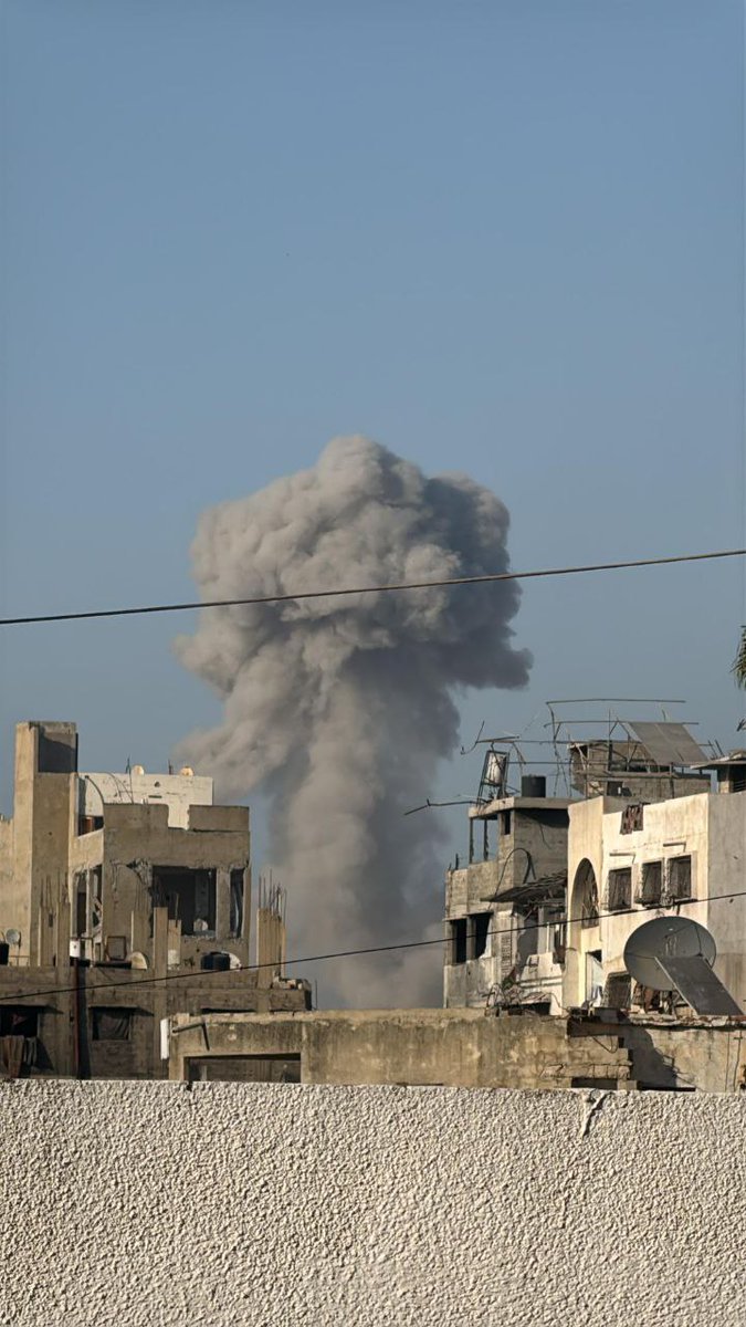Pictures of smoke rising from Israeli airstrikes on Jabalia al-Nazla, north of the Gaza Strip.