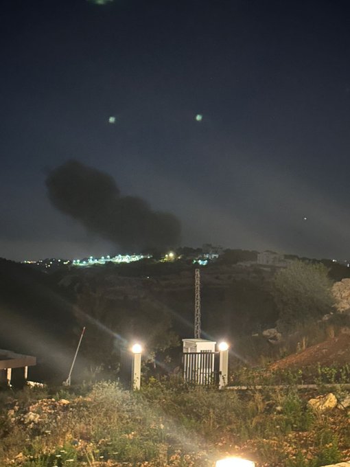 A photo of the Israeli raid that targeted Basaliya a short while ago in the Jezzine district.