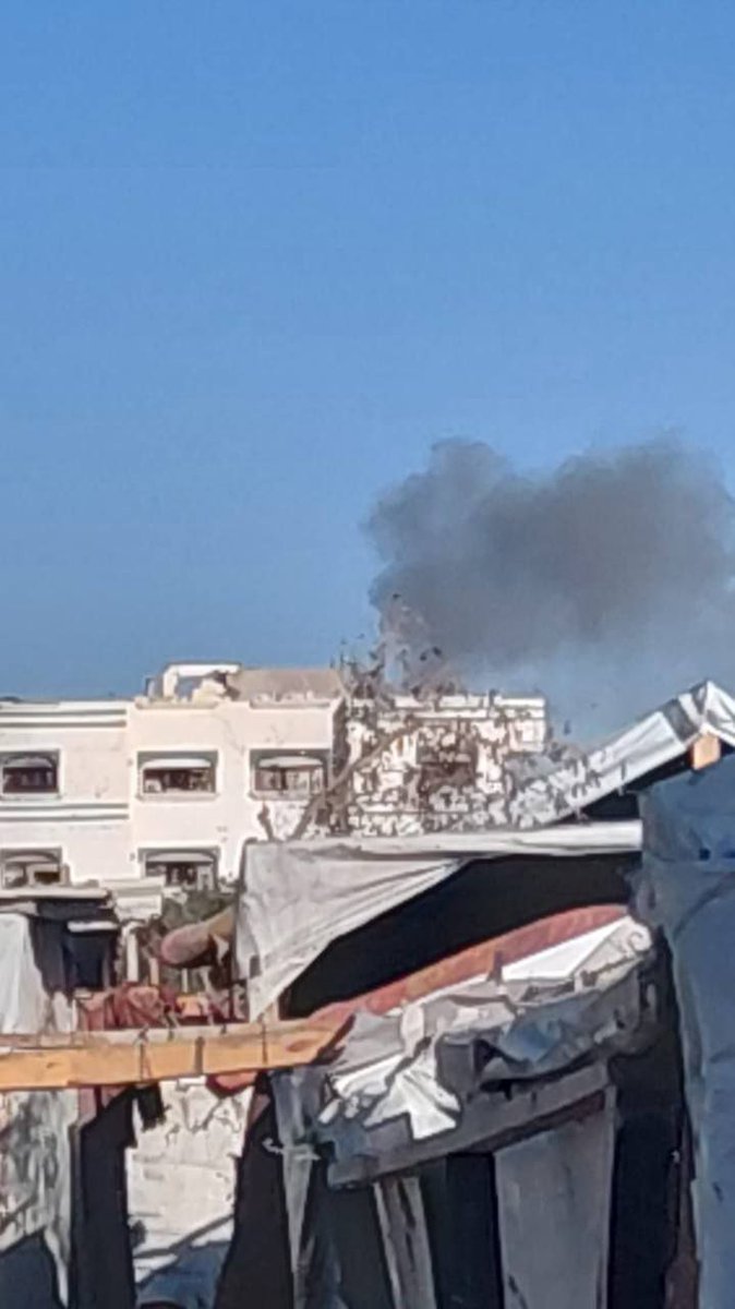 Photo of an airstrike east of Al-Bureij camp in the central Gaza Strip.