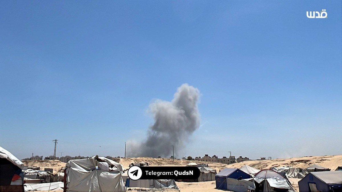 An airstrike on Hamad Residential City, north of Khan Yunis.