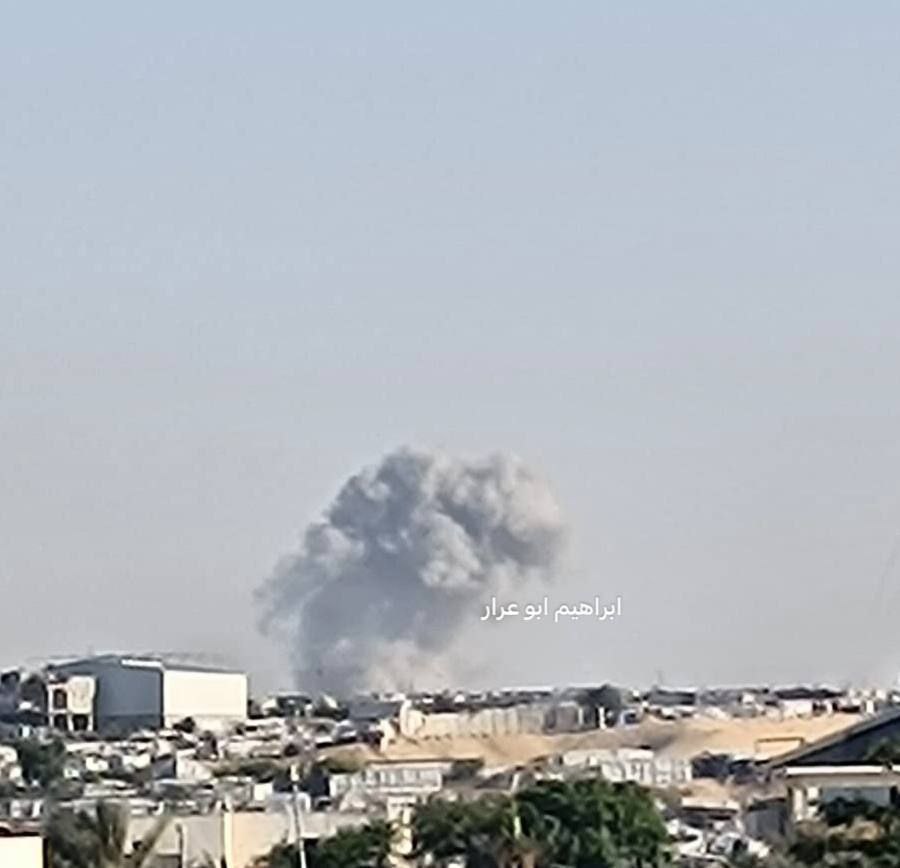 Pictures of the army carrying out bombing operations against residential buildings west of Rafah, in the southern Gaza Strip.