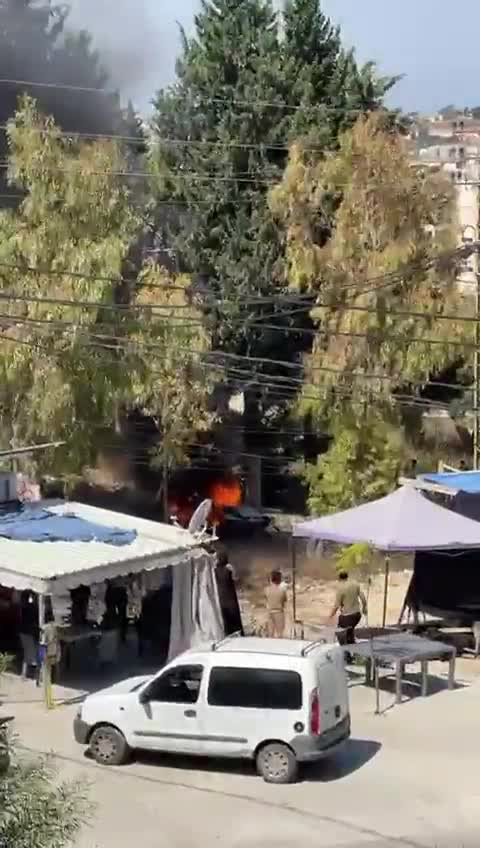 Scenes from the Israeli raid that targeted a car in the town of Toul-Kafour.