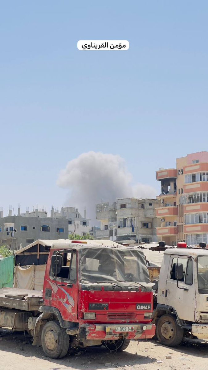 A photo of a violent airstrike on a house east of Al-Bureij camp in the central Gaza Strip.