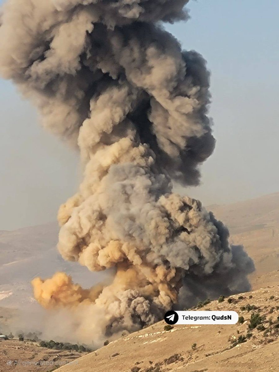 The moment an airstrike was launched on the outskirts of the village of Hortaala, in the Bekaa Valley, eastern Lebanon.