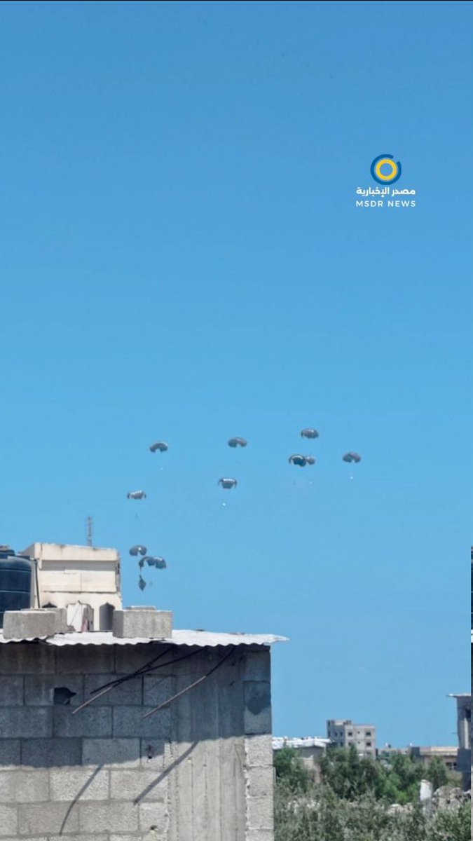 Aircraft from Jordan, the United Arab Emirates, and, for the first time in over a year, Spain, Germany, and France are airdropping humanitarian aid packages over the Gaza Strip.  Footage from the Strip shows the airdrop over central Gaza
