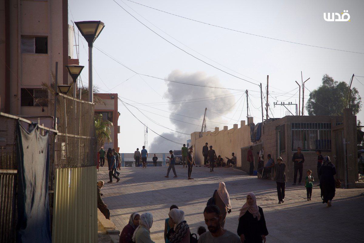 Smoke rises after an airstrike targeting a site in Khan Yunis.