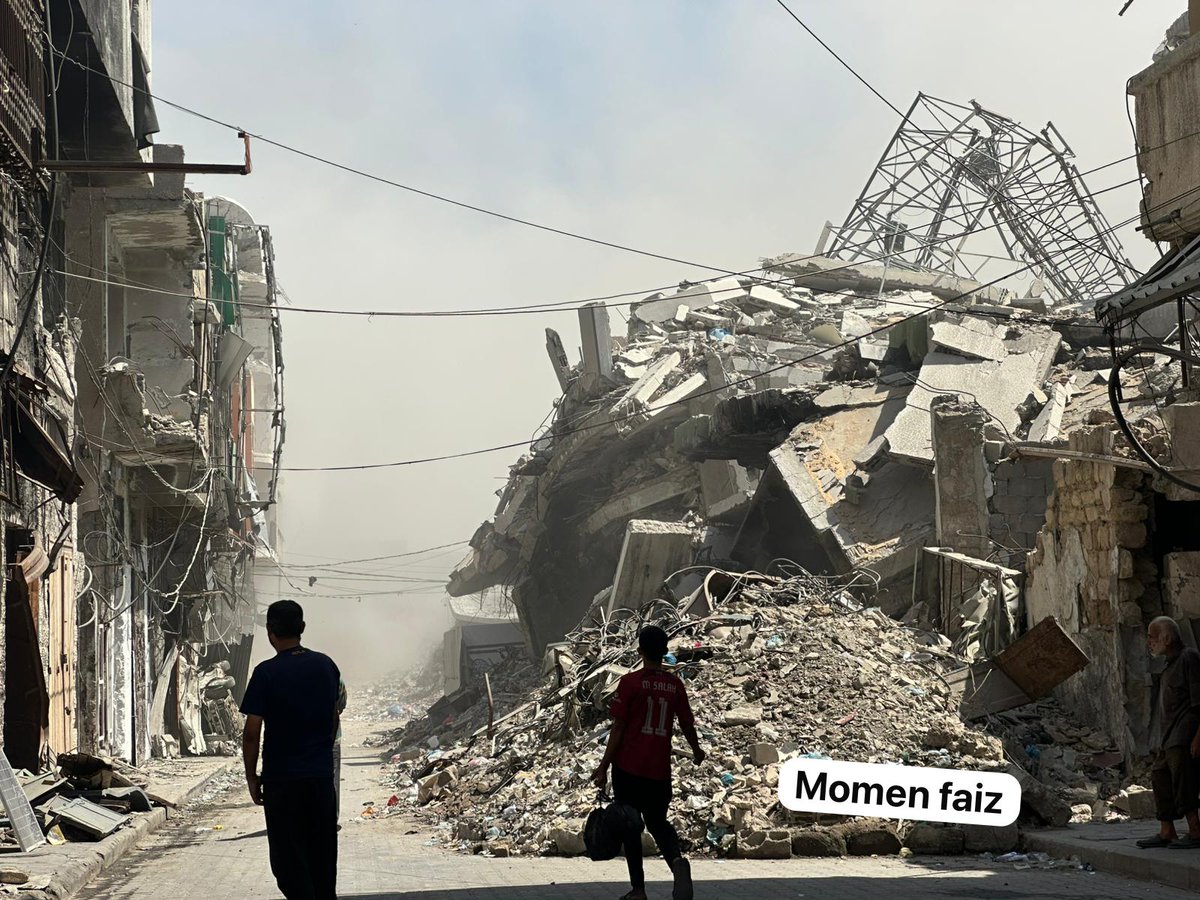 An Israeli airstrike on Omar al-Mukhtar Street in the Old City of Gaza City.