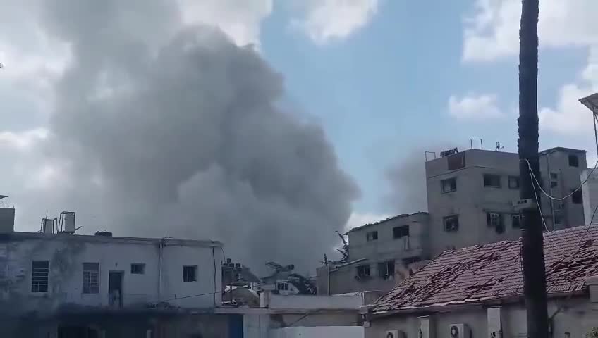 Part of the bombing and destruction of residential buildings in Al-Zeitoun, east of Gaza City.