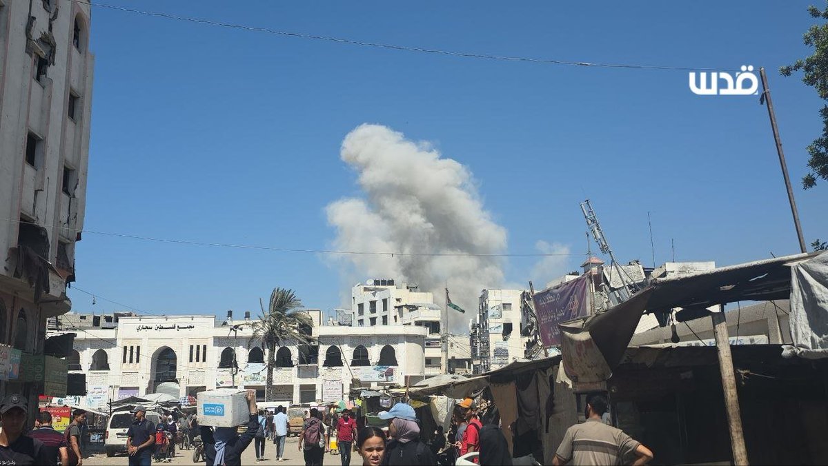 Airstrikes are being launched on homes in the Al-Sahaba neighborhood east of Gaza City.