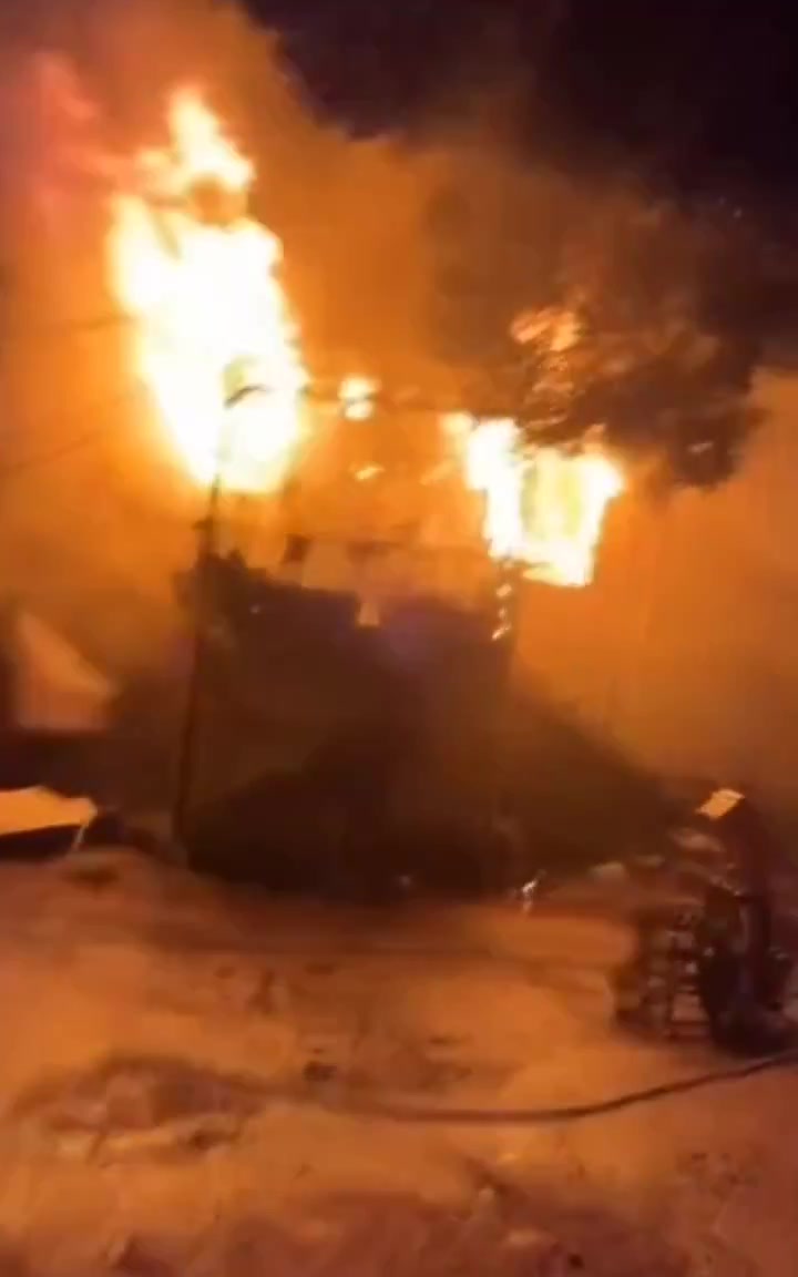Scenes of settlers setting fire to the Al-Junaidi Nursery on the outskirts of the town of Deir Sharaf, northwest of Nablus.