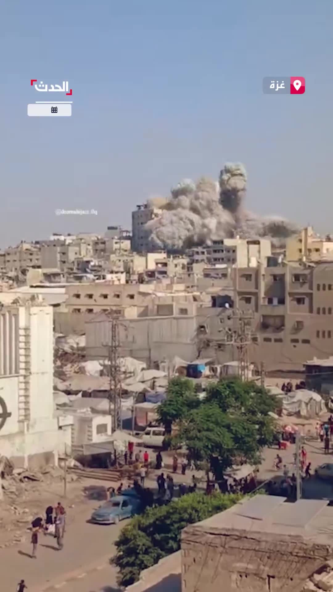 Israeli warplanes launched a violent raid targeting the Al-Sahaba Tower in the Al-Daraj neighborhood in Gaza City.