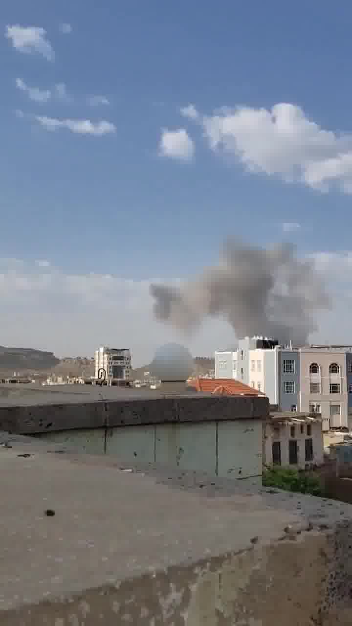 Footage showing the moments immediately following Israeli strikes earlier against Sana’a in Houthi-controlled Western Yemen
