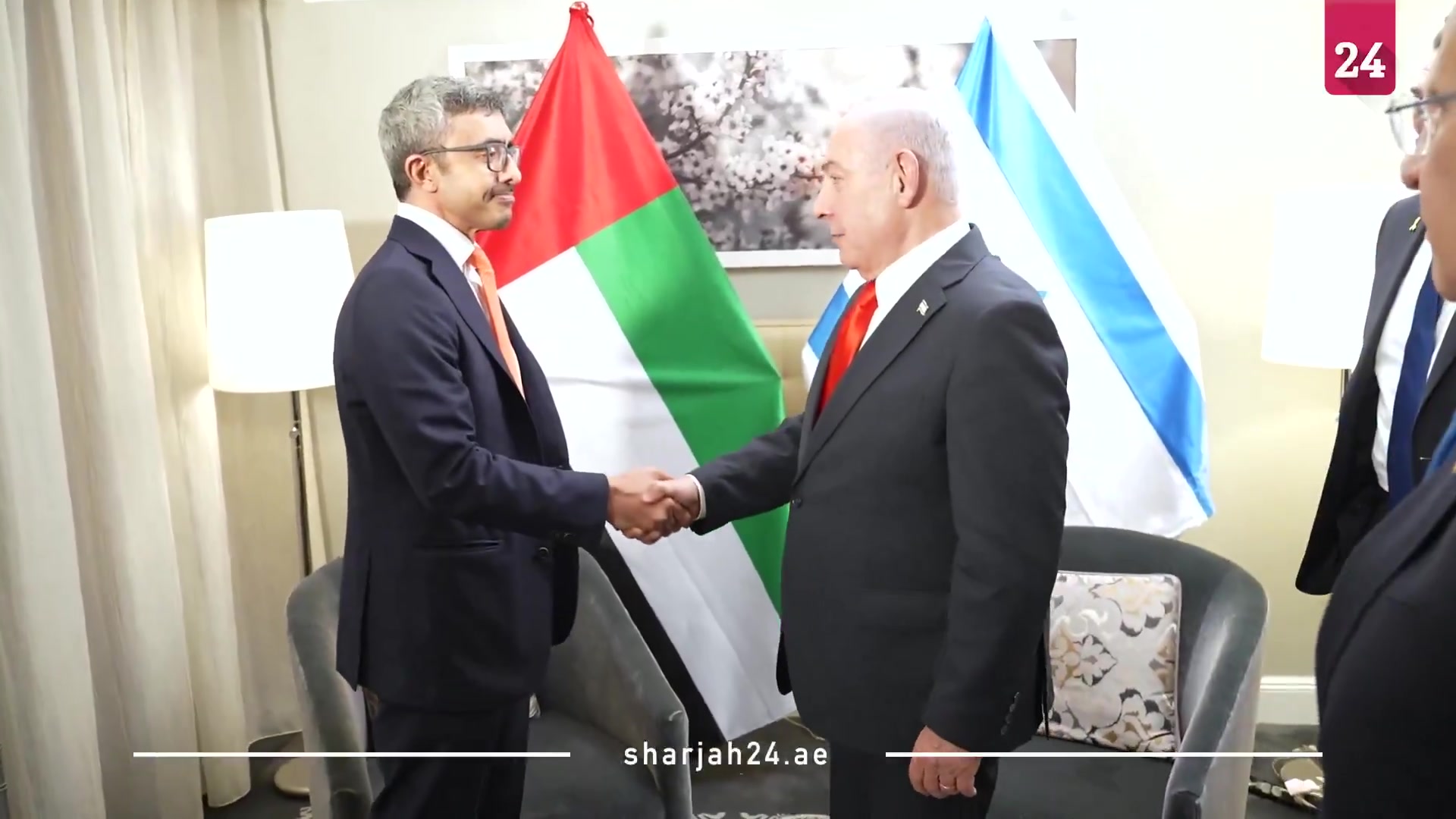 The Emirati channel Sharjah 24 published footage of the meeting between Prime Minister Netanyahu and Emirati Foreign Minister Sheikh Abdullah bin Zayed. The Emirati Ambassador to Israel, Mohammed Al Khaja, was also present. The official news agency of the United Arab Emirates reported tonight that Prime Minister Netanyahu met with the Foreign Minister of the United Arab Emirates, Sheikh Abdullah bin Zayed, on the sidelines of the UN General Assembly. At the meeting, they discussed regional developments and the international community's efforts to bring an end to the war in Gaza, according to the Emirati statement.