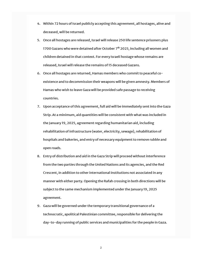 Full @POTUS Gaza plan released by the @WhiteHouse: