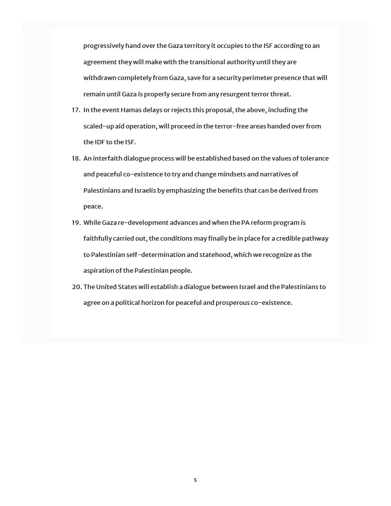 Full @POTUS Gaza plan released by the @WhiteHouse: