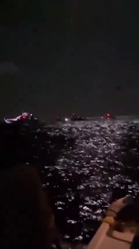 Footage of the Israeli army's seizure of the Steadfastness Flotilla heading to Gaza.