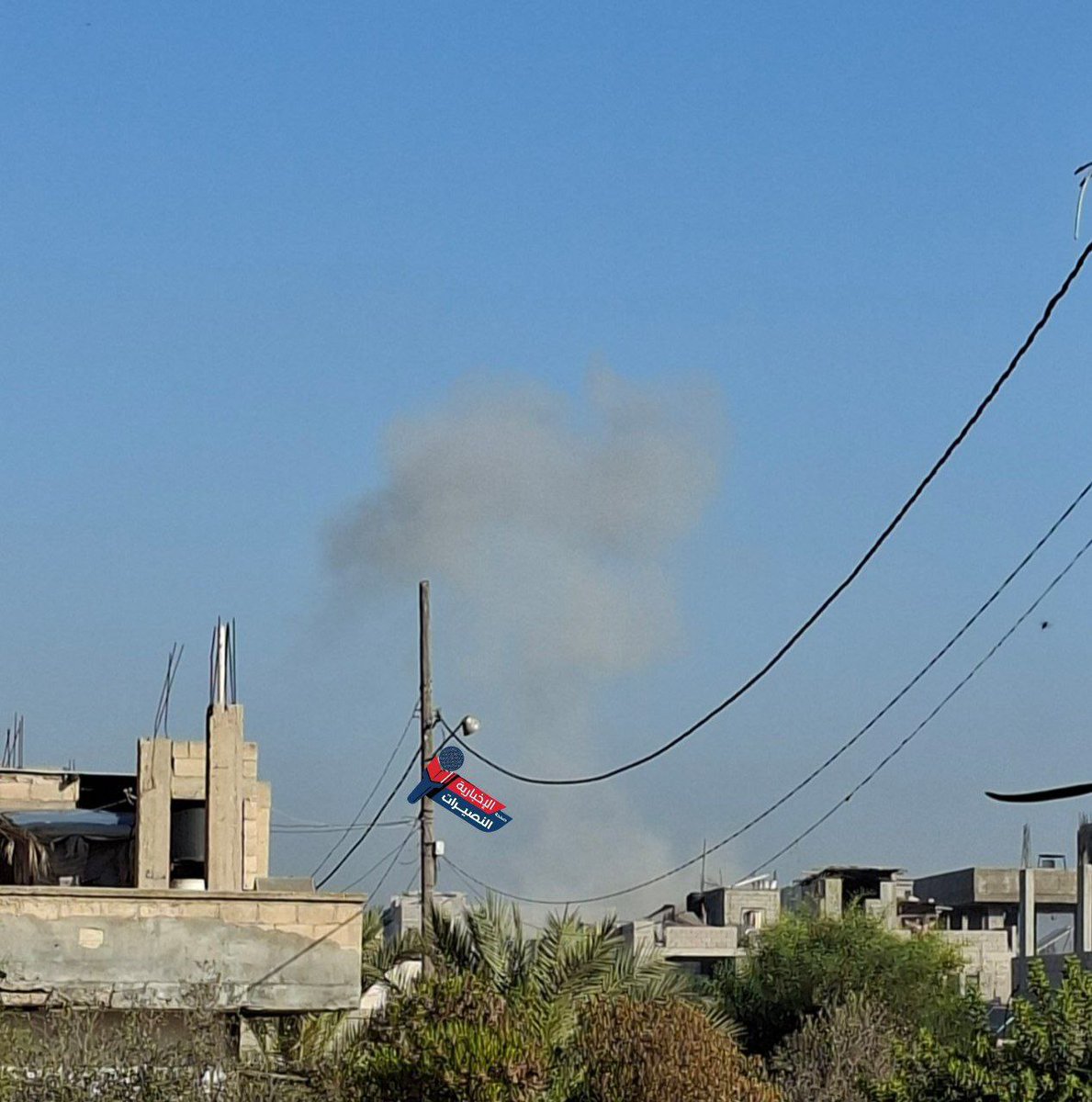 Airstrikes target the Al-Hasayna area, west of Nuseirat, in the central Gaza Strip.